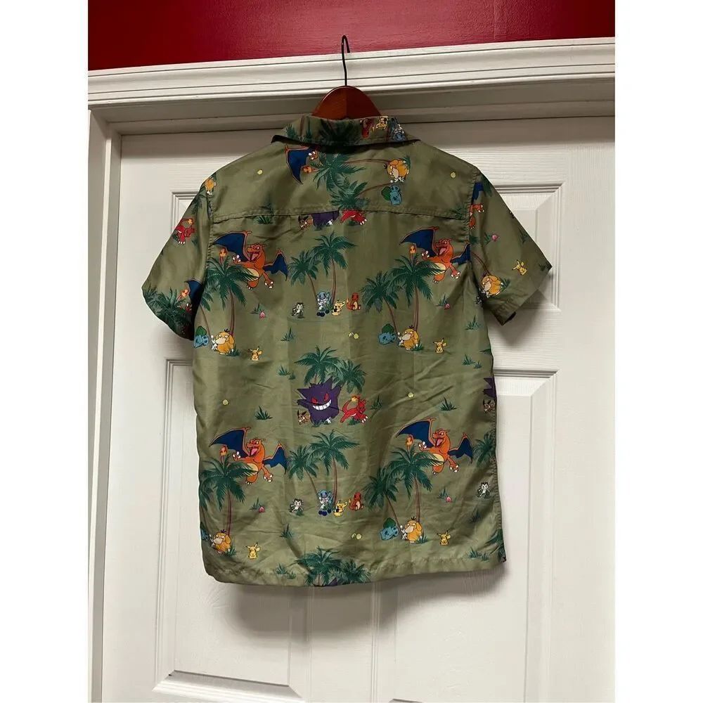 Boxlunch Opposuits Green Pokmon Short Sleeve Button Down Shirt Sz S Euc — image 5 of 7